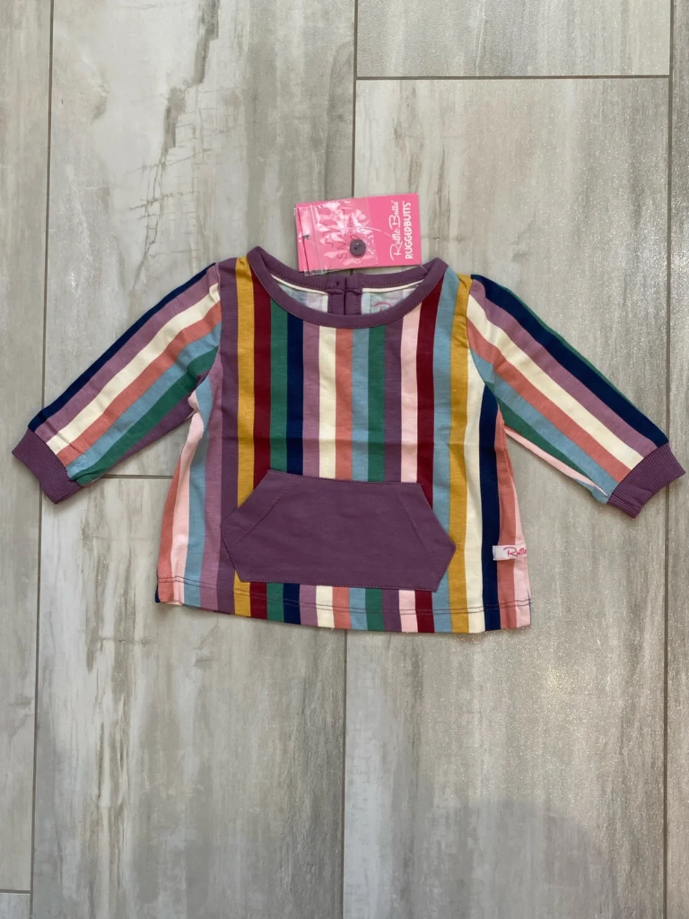 NWT RuffleButts Enchanted Rainbow Stripe Long Sleeve Top & Jogger Set girls 3-6M